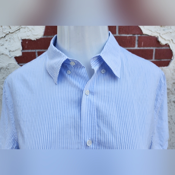 LARGE men J. LINDEBERG stripe slim fit short sleeve button down shirt SLIM FIT - Picture 4 of 16